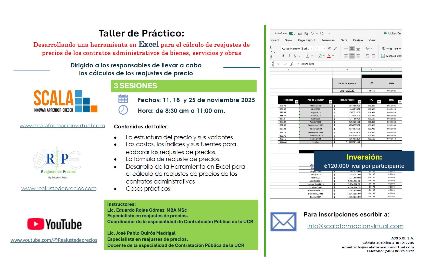 Taller Práctico: Desarrollando una herramienta en Excel para el cálculo de reajustes de precios de los contratos administrativos de bienes, servicios y obras
